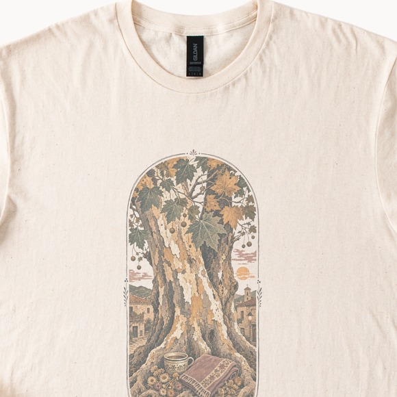 Gildan Tops - Cottagecore Woodland Engraving Style Tee
